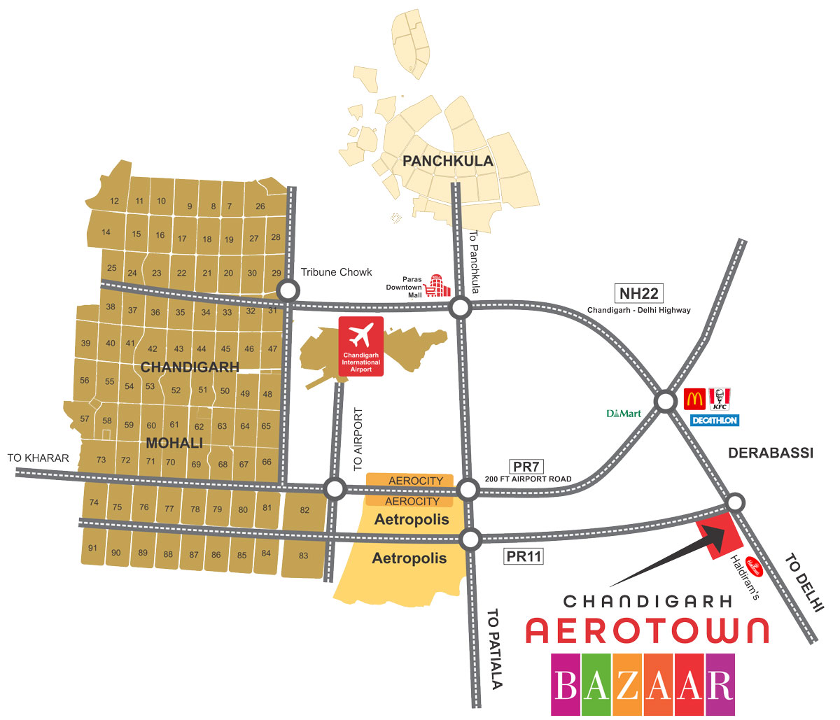 Aerotown Bazaar Location Map